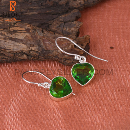 Bio Chrome Diopside Doublet Quartz Heart 925 Silver Earrings