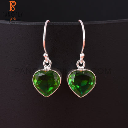 Bio Chrome Diopside Doublet Quartz Heart 925 Silver Earrings