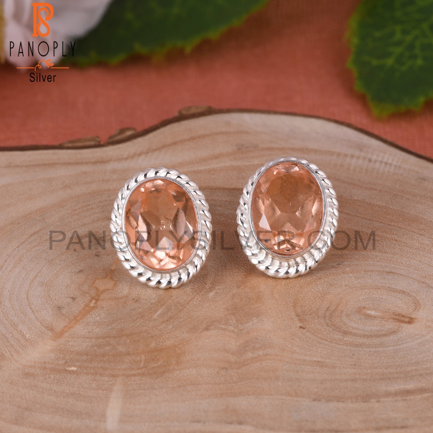 Doublet Morganite Quartz Oval 925 Sterling Silver Earrings