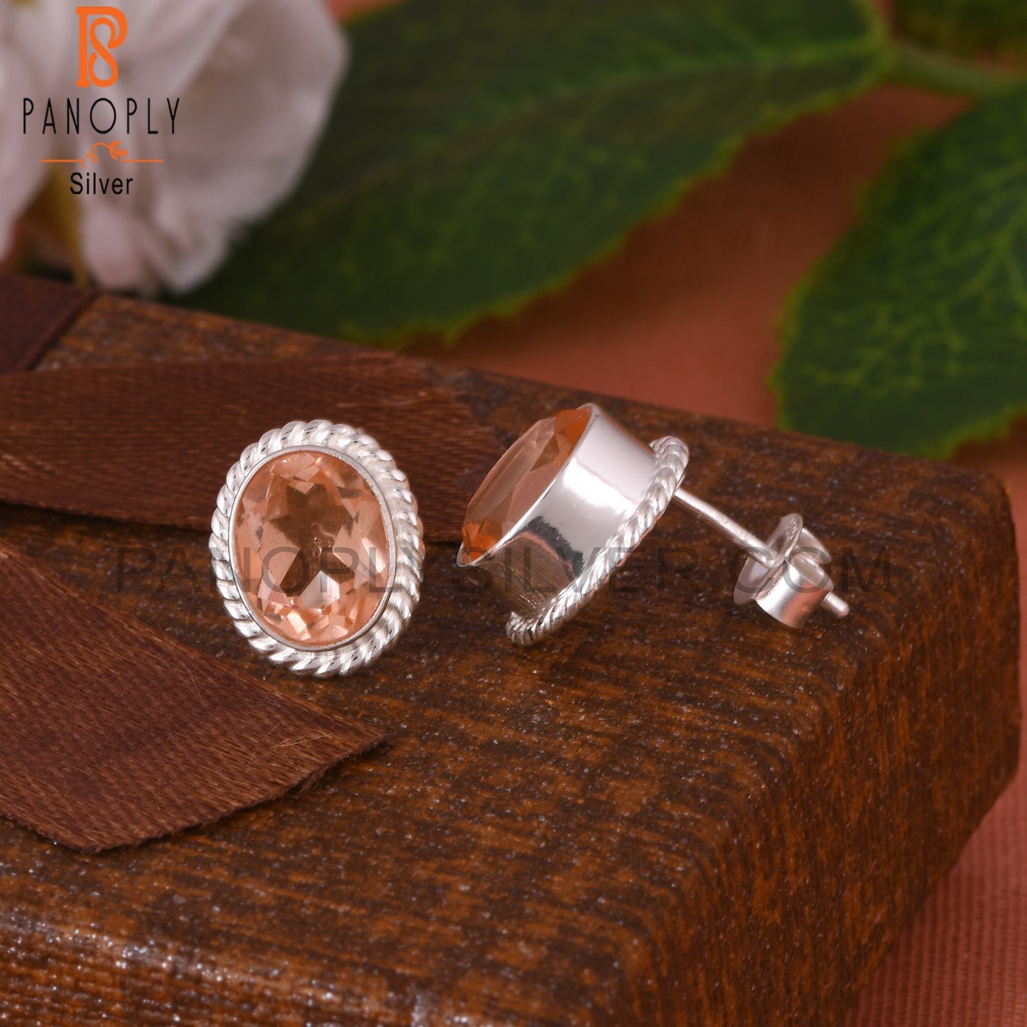Doublet Morganite Quartz Oval 925 Sterling Silver Earrings