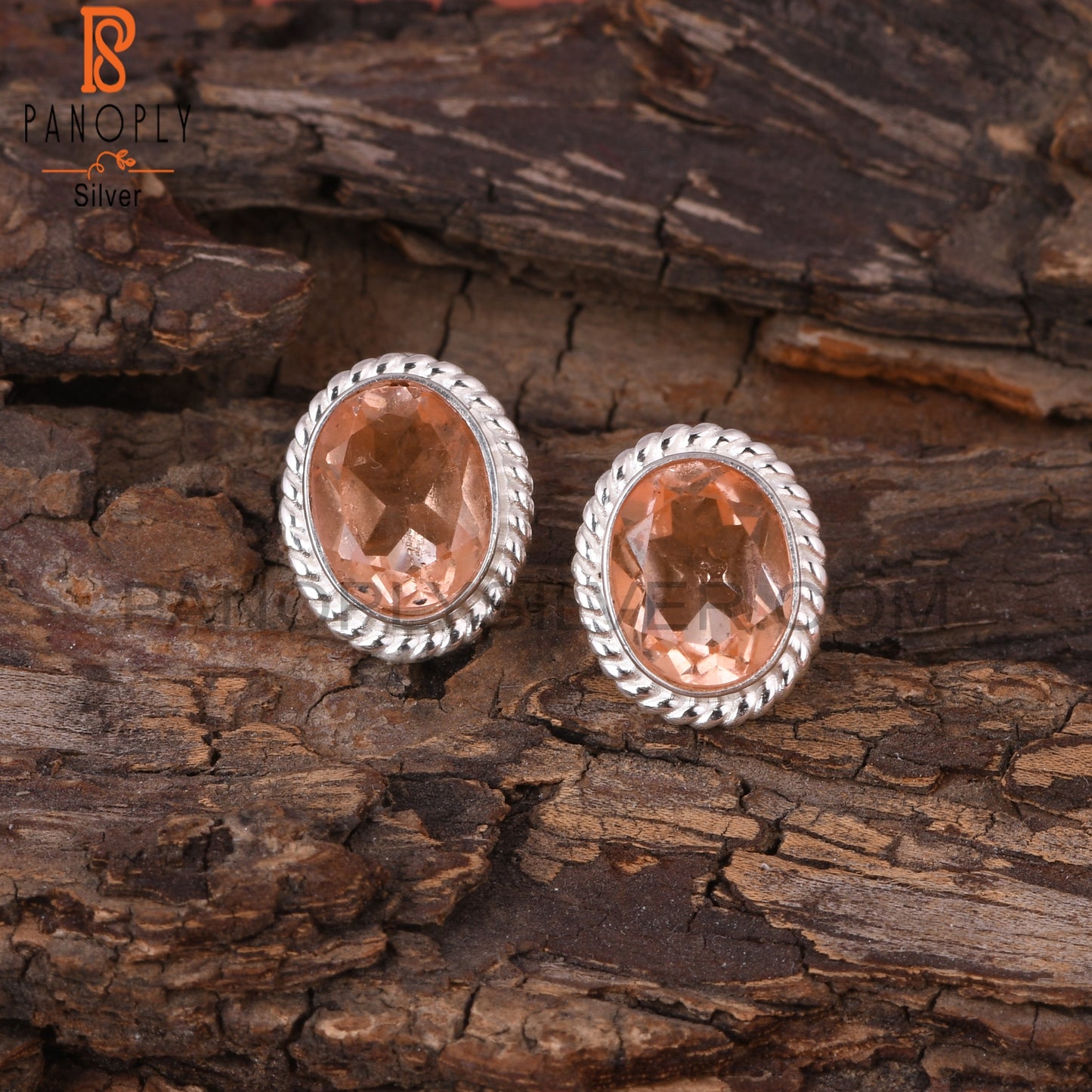 Doublet Morganite Quartz Oval 925 Sterling Silver Earrings
