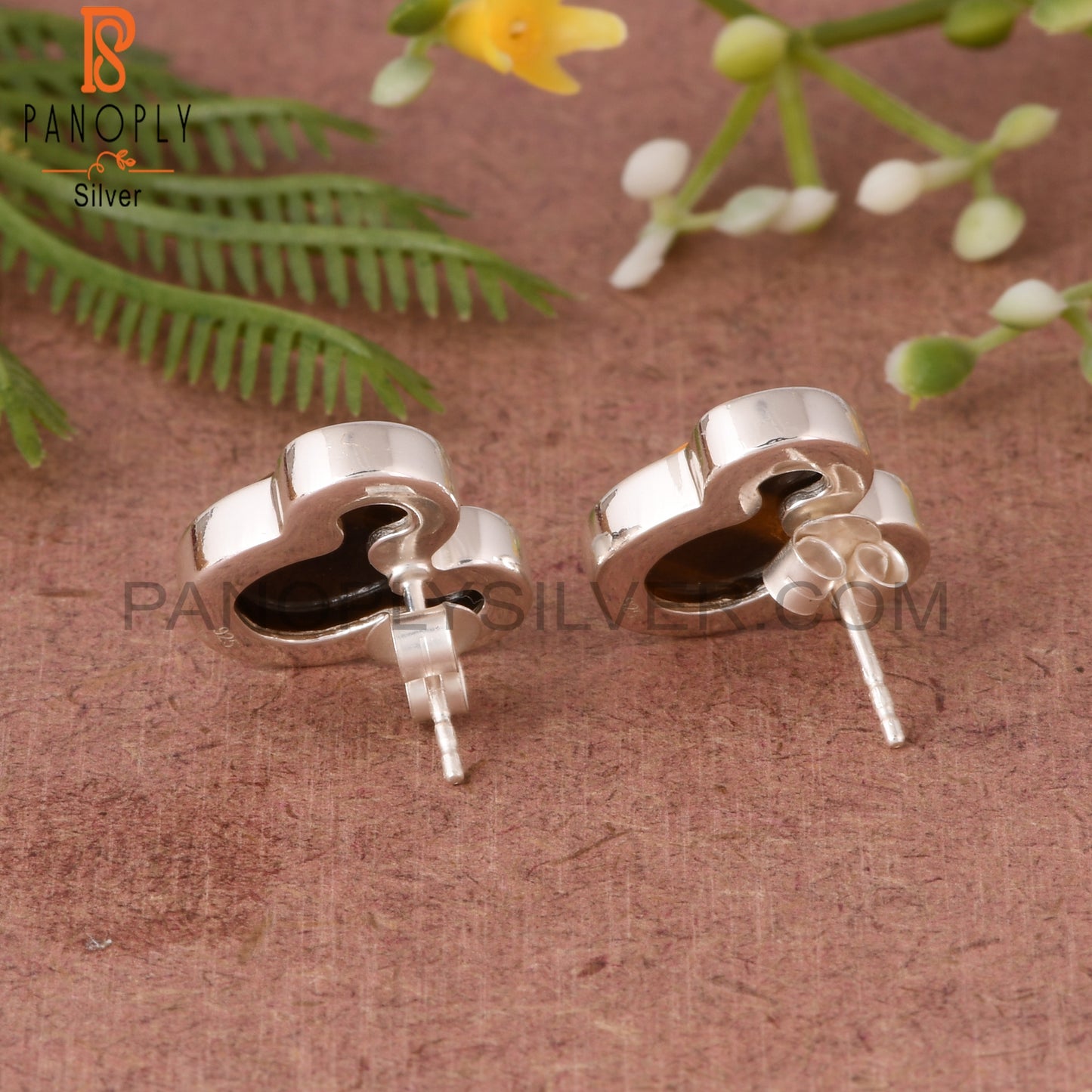 Tiger Eye Yellow Cat 925 Sterling Silver Studs Earring