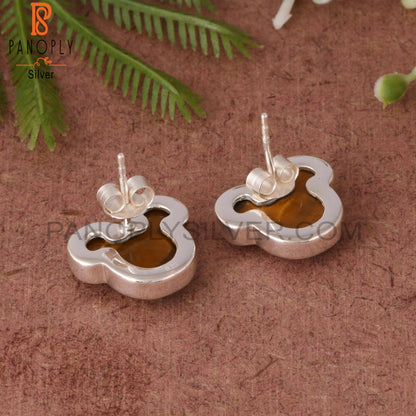 Tiger Eye Yellow Cat 925 Sterling Silver Studs Earring