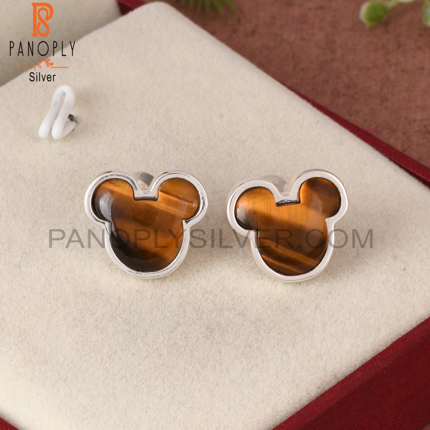 Tiger Eye Yellow Cat 925 Sterling Silver Studs Earring