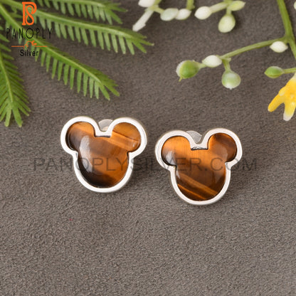 Tiger Eye Yellow Cat 925 Sterling Silver Studs Earring