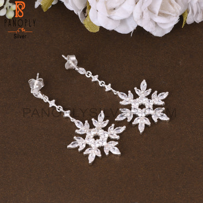 Cubic Zirconia 925 Sterling Silver Snow Earrings