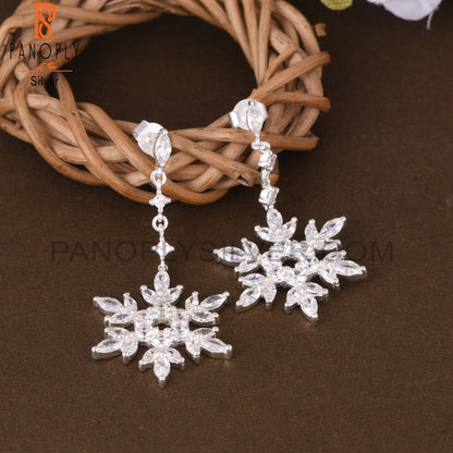 Cubic Zirconia 925 Sterling Silver Snow Earrings