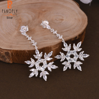 Cubic Zirconia 925 Sterling Silver Snow Earrings