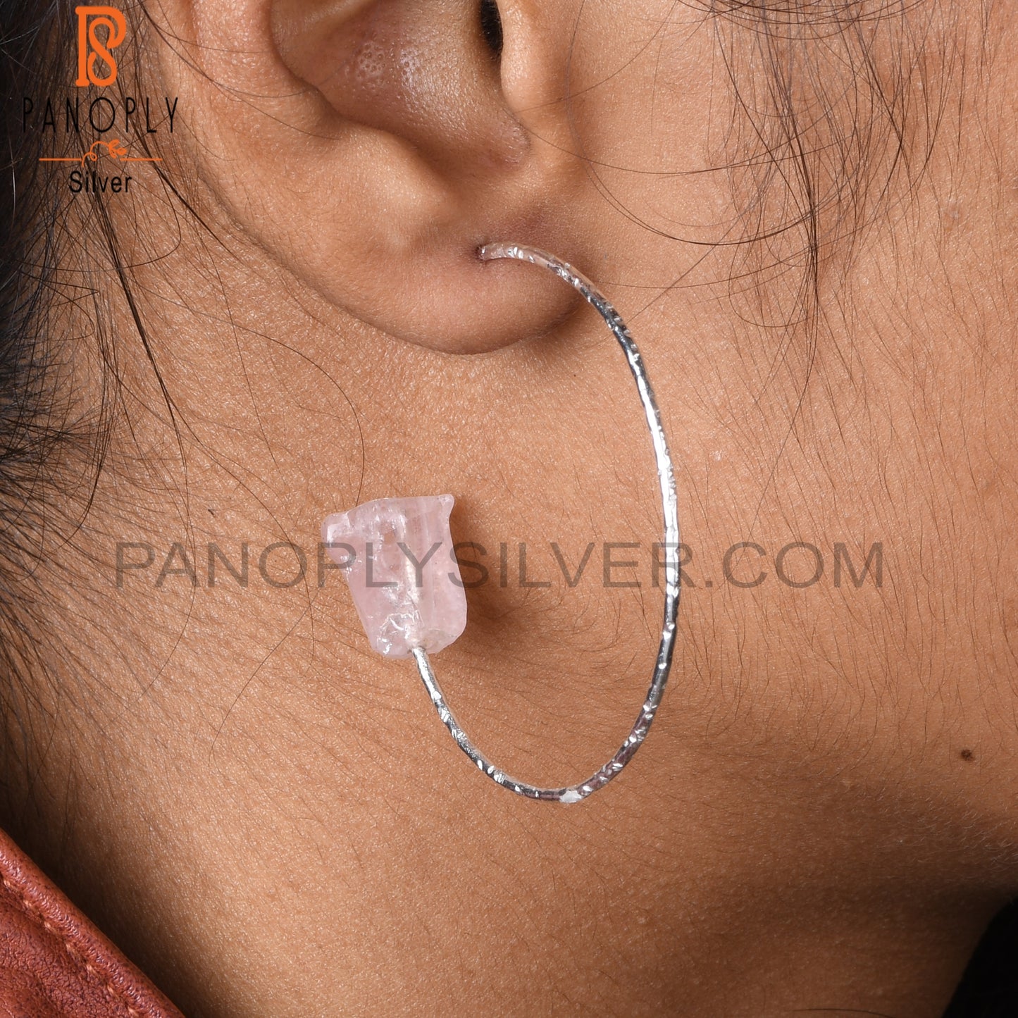 Rose Quartz Rough 925 Sterling Silver Earrings
