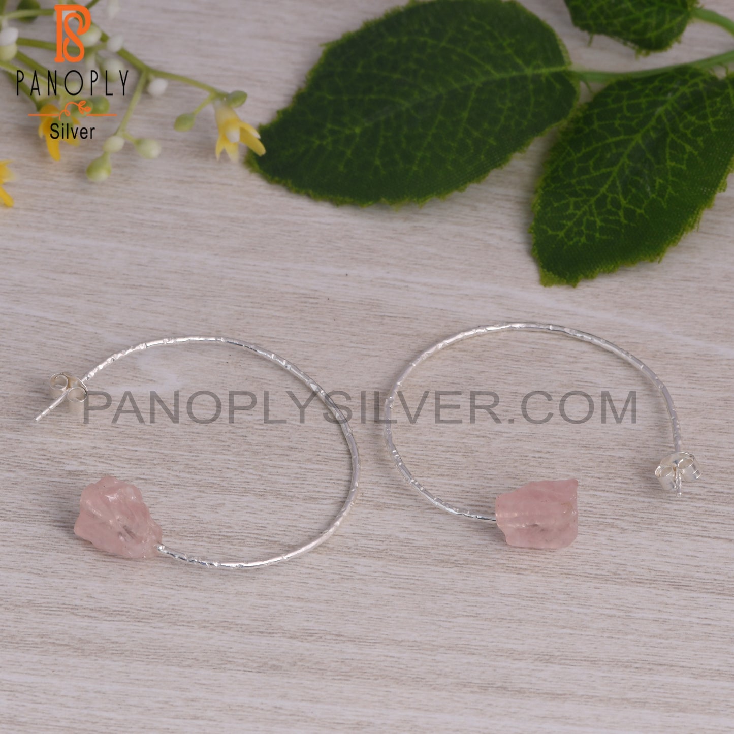 Rose Quartz Rough 925 Sterling Silver Earrings