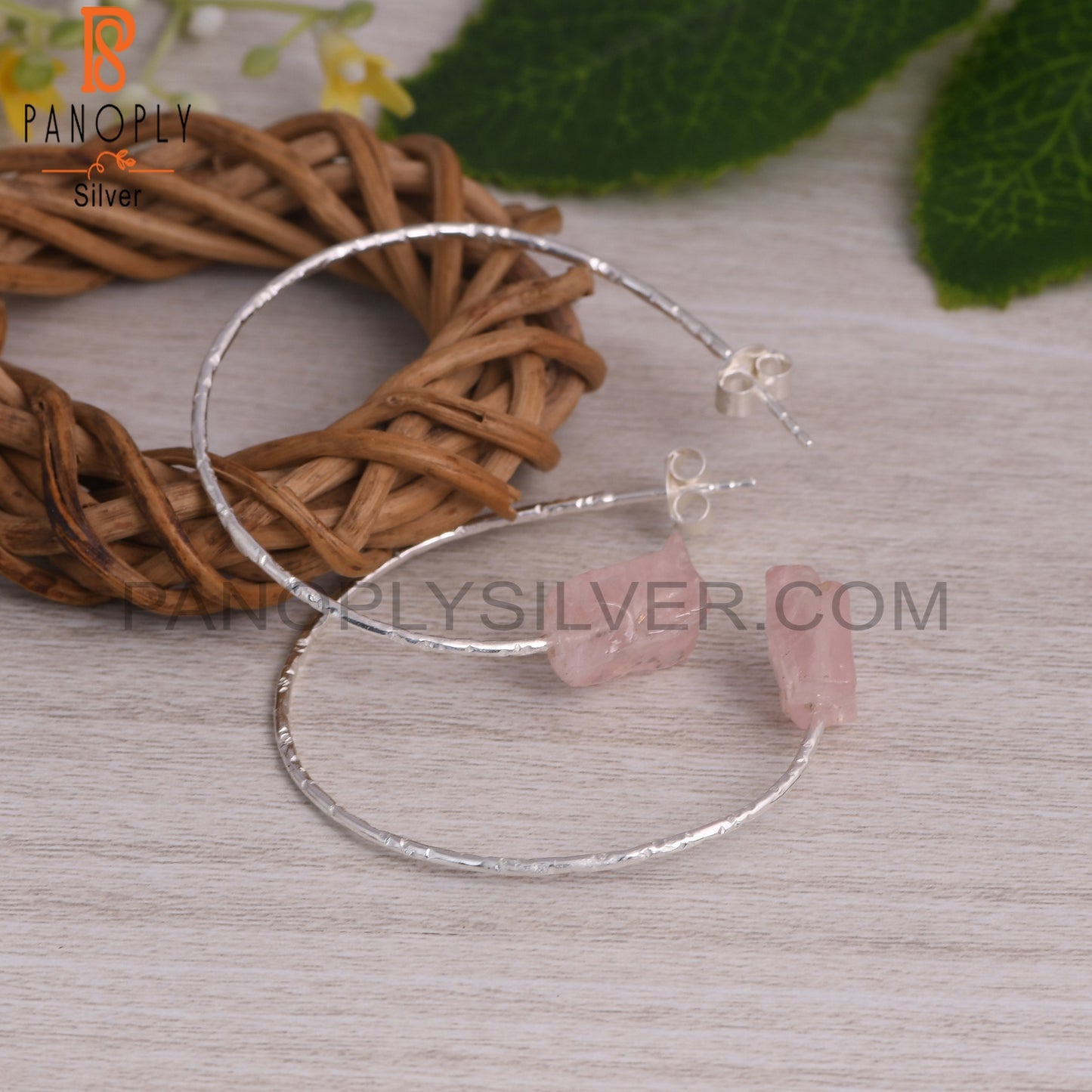 Rose Quartz Rough 925 Sterling Silver Earrings