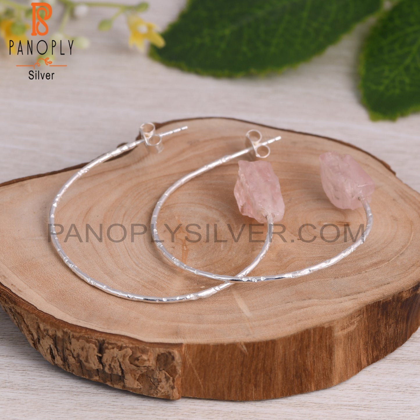 Rose Quartz Rough 925 Sterling Silver Earrings