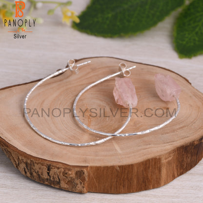 Rose Quartz Rough 925 Sterling Silver Earrings
