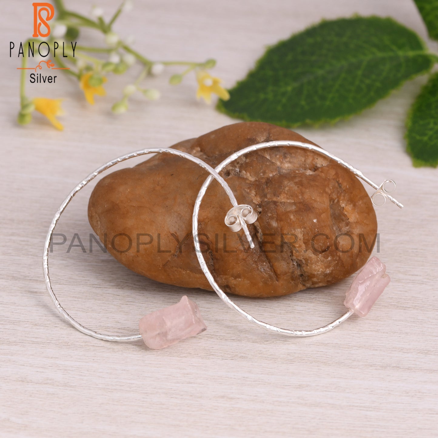 Rose Quartz Rough 925 Sterling Silver Earrings