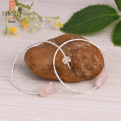 Rose Quartz Rough 925 Sterling Silver Earrings