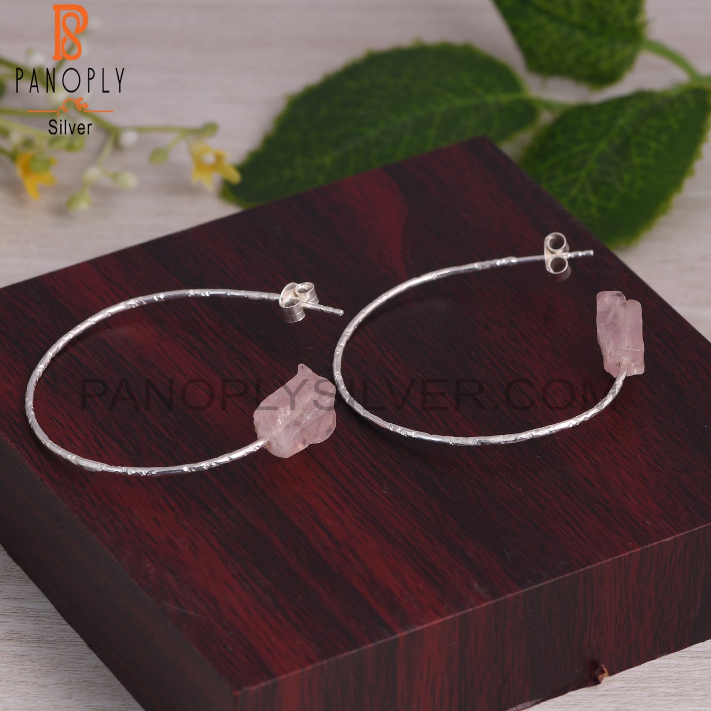 Rose Quartz Rough 925 Sterling Silver Earrings
