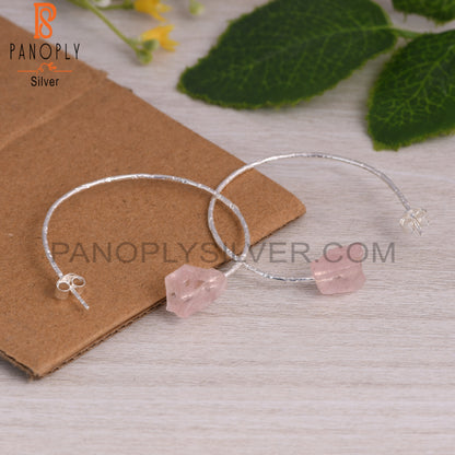 Rose Quartz Rough 925 Sterling Silver Earrings