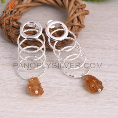 Citrine 925 Sterling Silver Linked Loops Earrings
