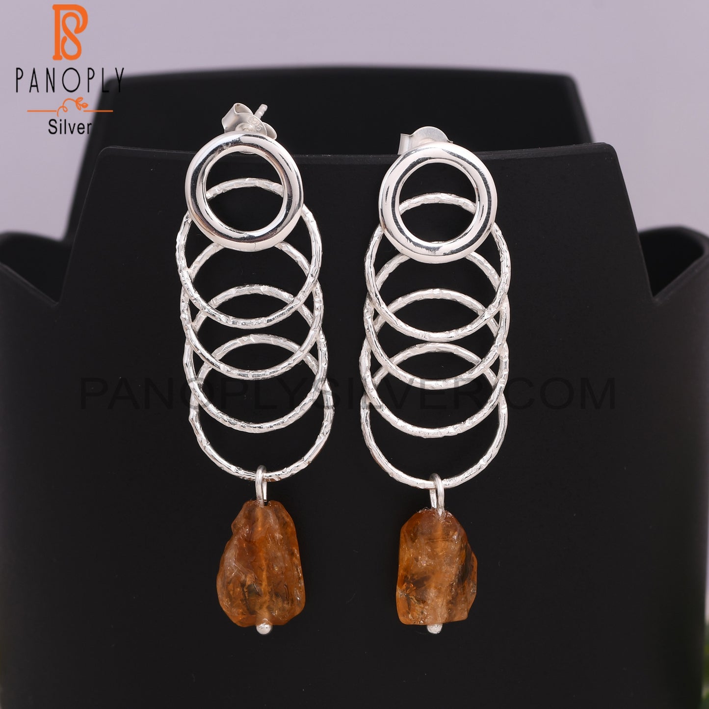 Citrine 925 Sterling Silver Linked Loops Earrings