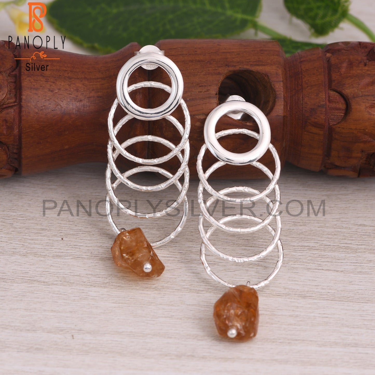 Citrine 925 Sterling Silver Linked Loops Earrings