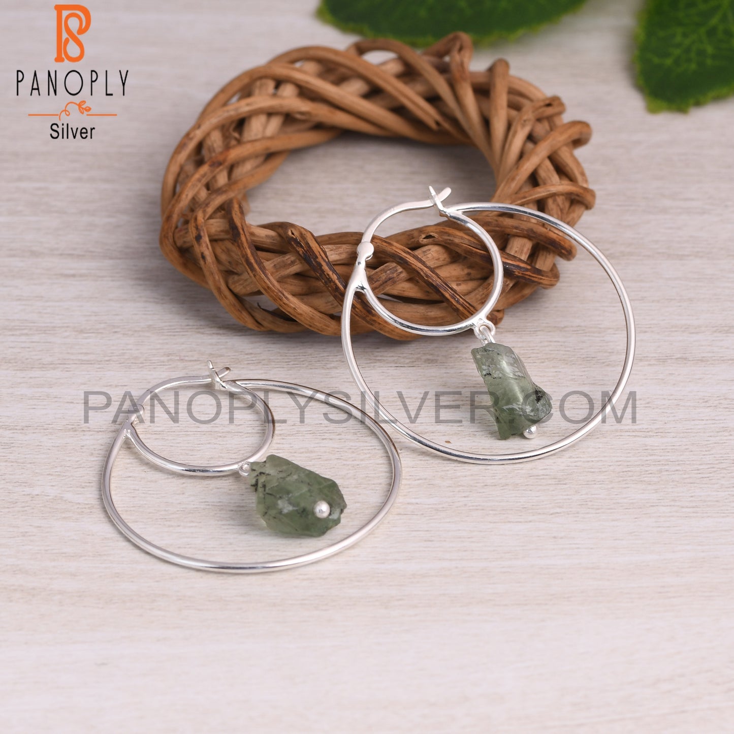 Fluorite Rough 925 Sterling Silver Hoop Earrings