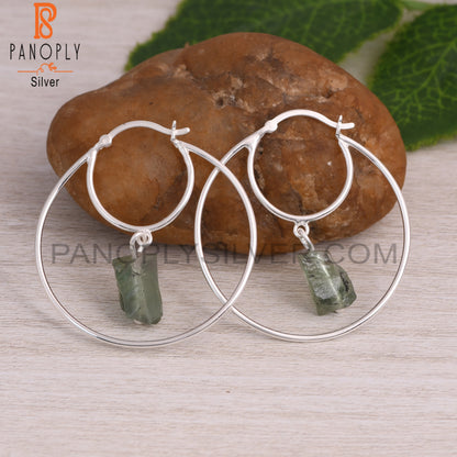 Fluorite Rough 925 Sterling Silver Hoop Earrings
