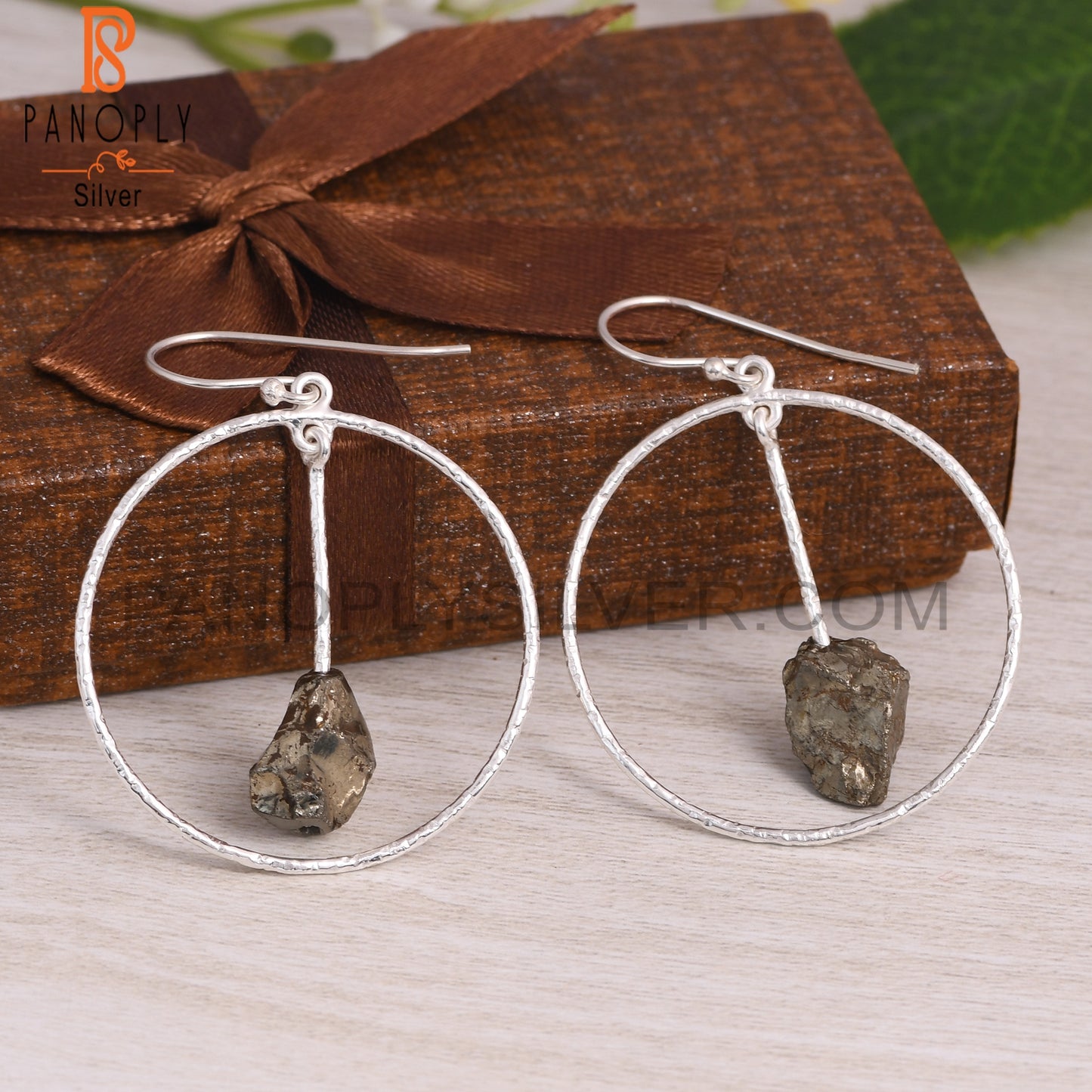 Pretty Pyrite Rough 925 Sterling Silver Dangle Earrings