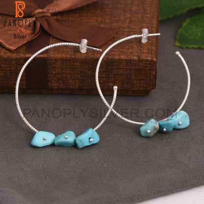 Arizona Turquoise Rough 925 Sterling Silver Twist Earrings