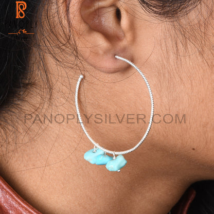 Arizona Turquoise Rough 925 Sterling Silver Twist Earrings
