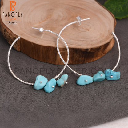 Arizona Turquoise Rough 925 Sterling Silver Twist Earrings