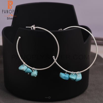 Arizona Turquoise Rough 925 Sterling Silver Twist Earrings