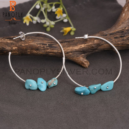 Arizona Turquoise Rough 925 Sterling Silver Twist Earrings