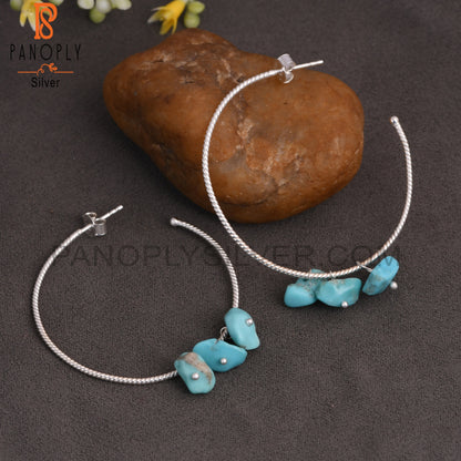 Arizona Turquoise Rough 925 Sterling Silver Twist Earrings