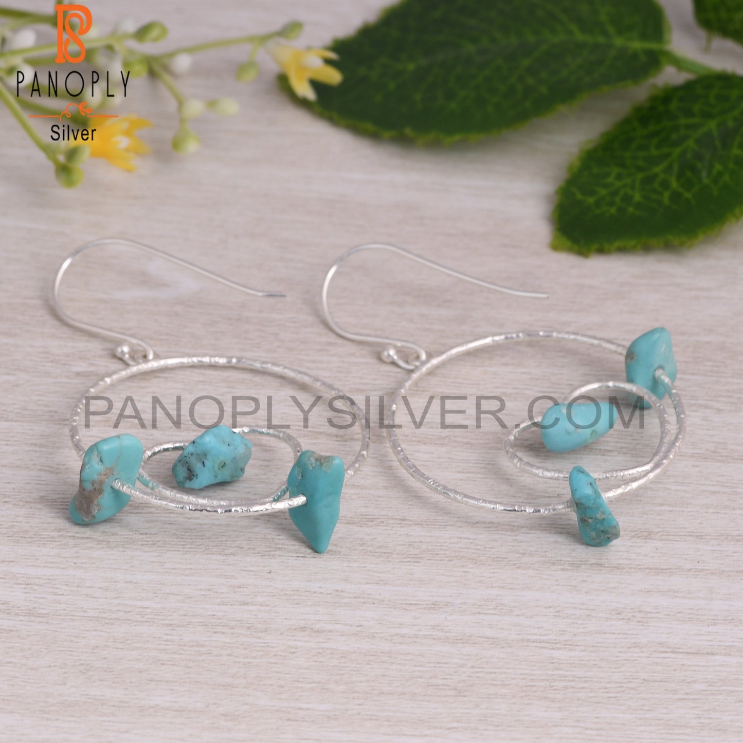Arizona Turquoise 925 Silver Heart & Round Circle Earrings