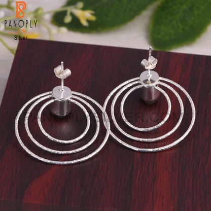 Citrine 925 Sterling Silver 3 Circle Round Party Earrings