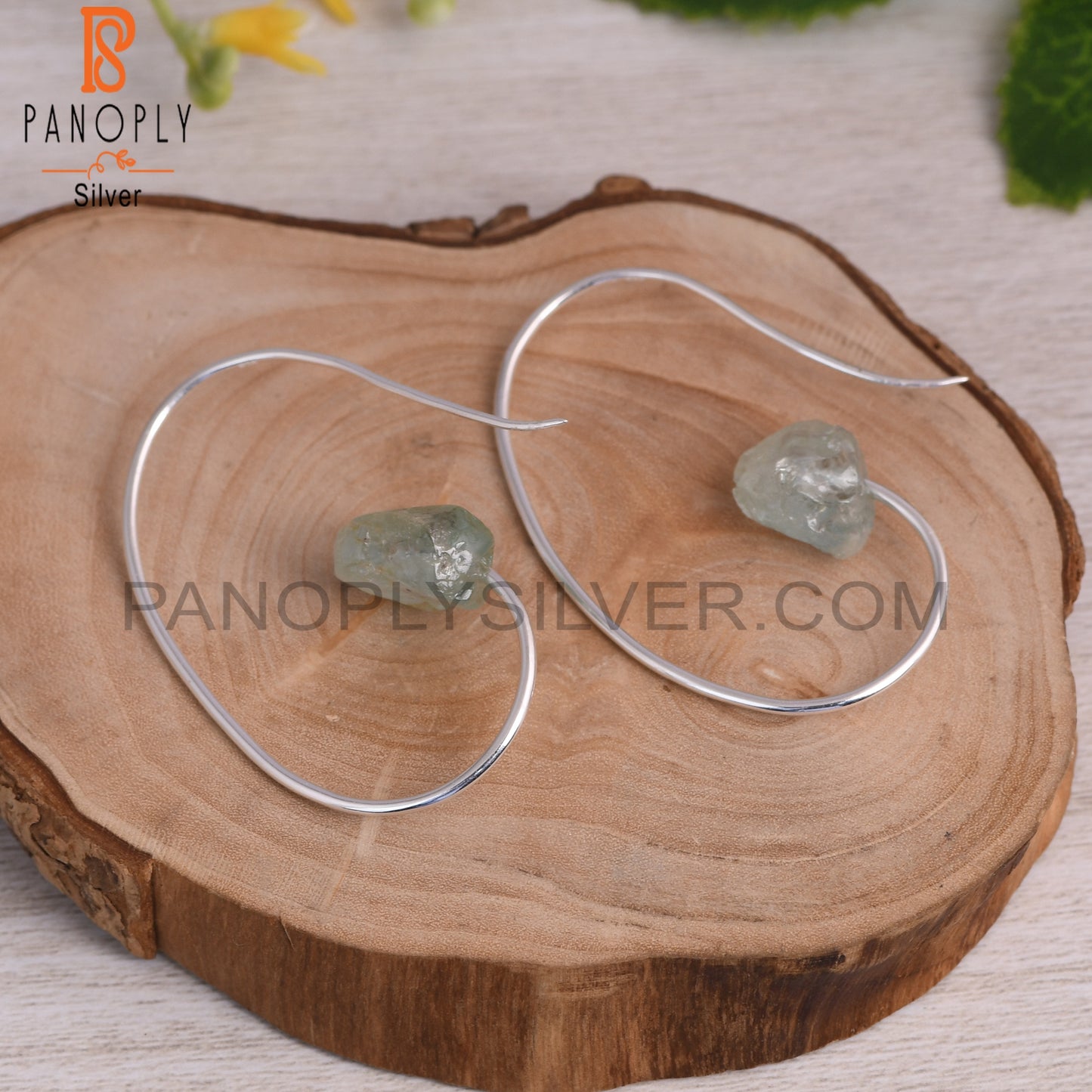 Aquamarine Rough 925 Sterling Silver Earrings