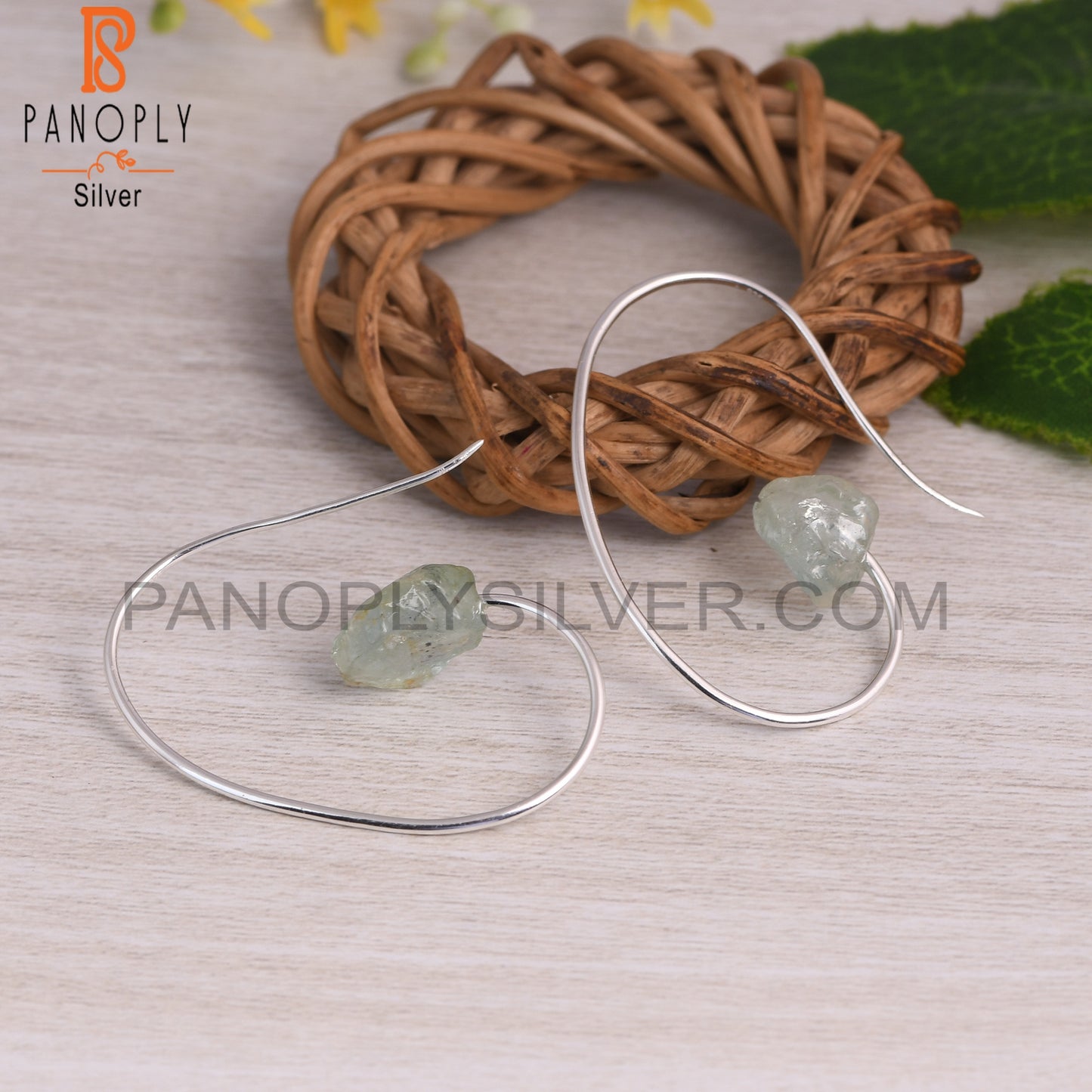 Aquamarine Rough 925 Sterling Silver Earrings
