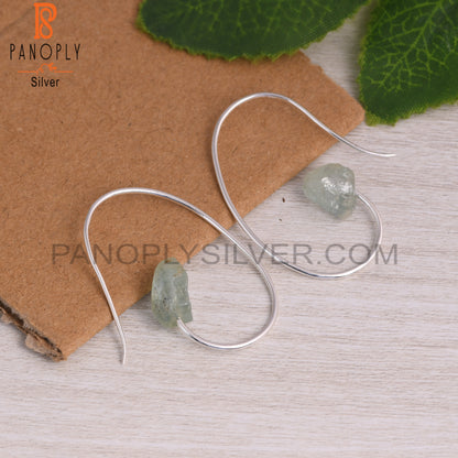 Aquamarine Rough 925 Sterling Silver Earrings
