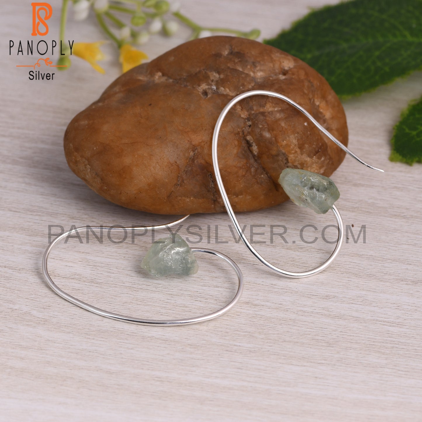 Aquamarine Rough 925 Sterling Silver Earrings