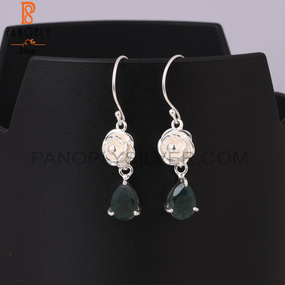 Moss Agate Pear 925 Sterling Silver Earrings