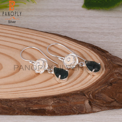 Moss Agate Pear 925 Sterling Silver Earrings