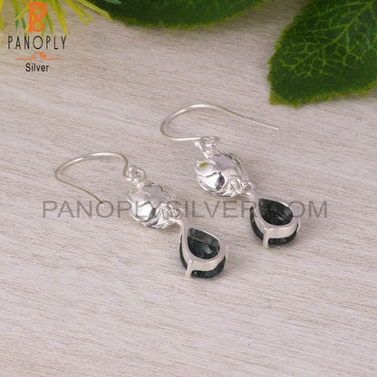 Moss Agate Pear 925 Sterling Silver Earrings