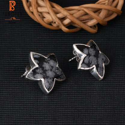 Snowflake Obsidian 925 Sterling Silver Earrings