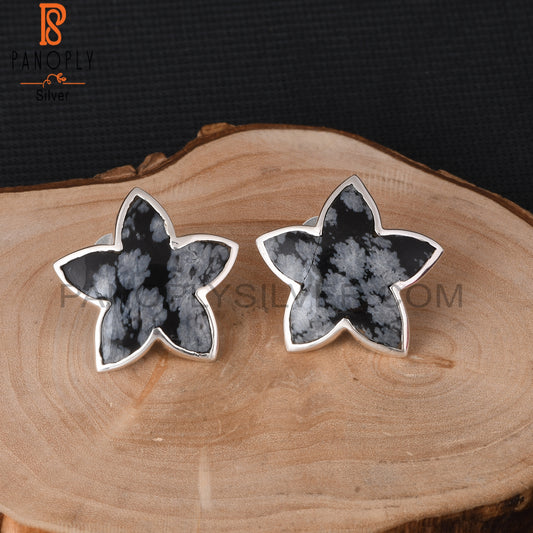 Snowflake Obsidian 925 Sterling Silver Earrings