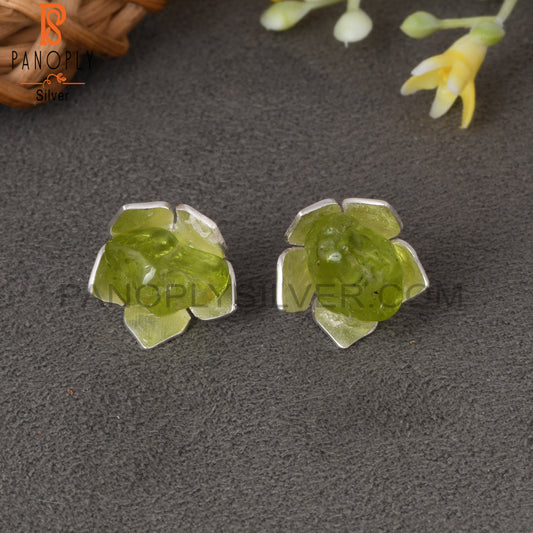 Peridot Rough 925 Sterling Silver Earrings