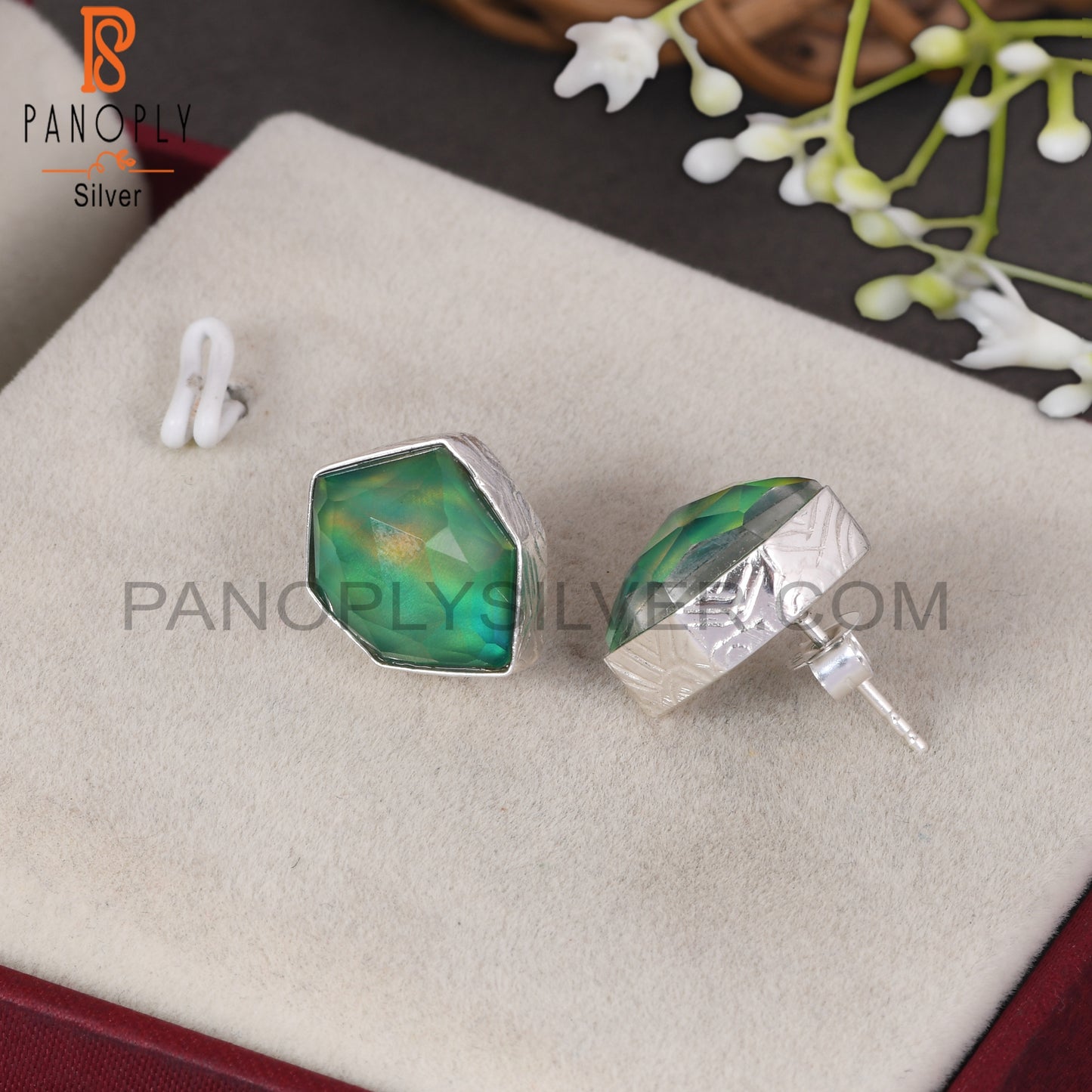 Aurora Opal Green 925 Sterling Silver Earrings Jewelry