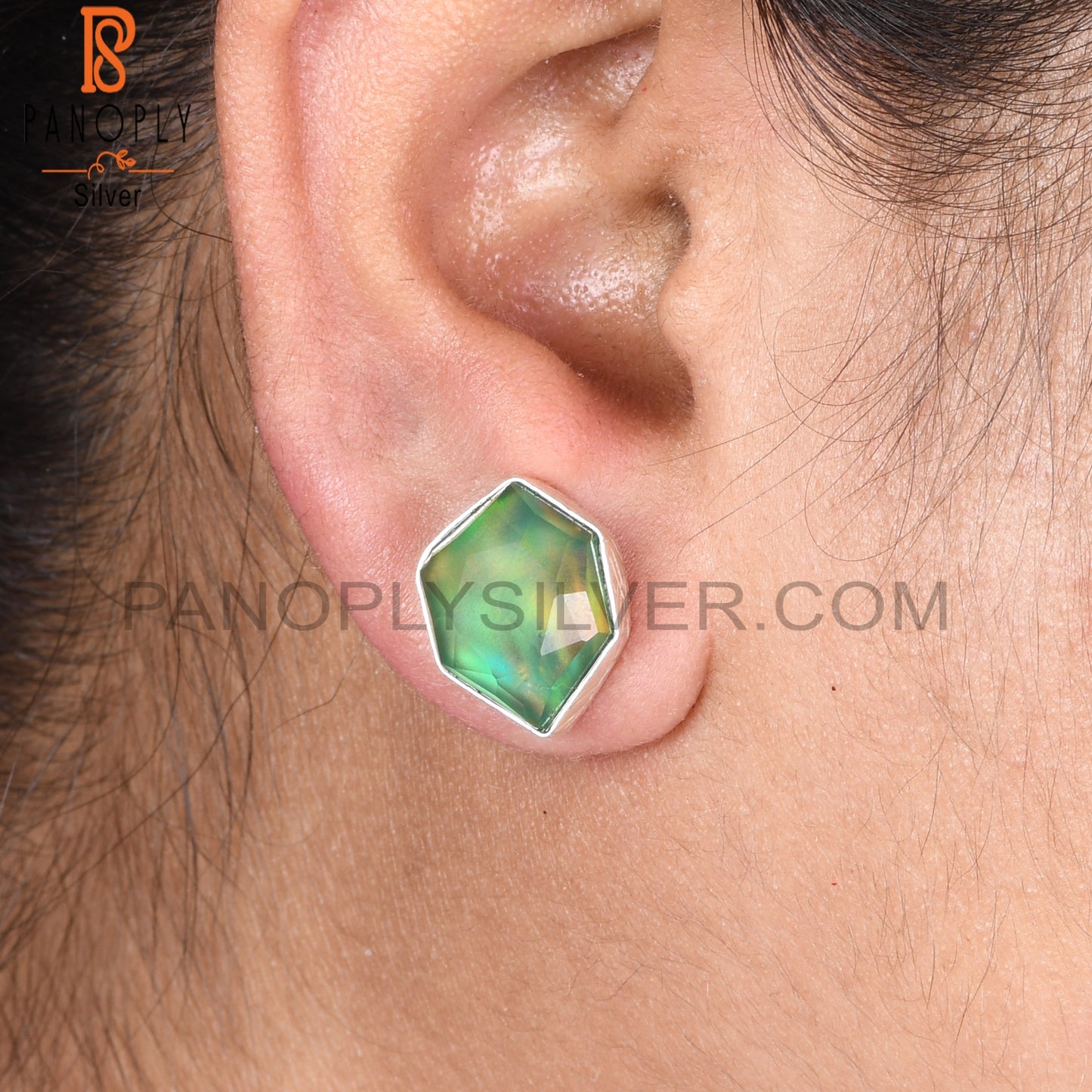 Aurora Opal Green 925 Sterling Silver Earrings Jewelry