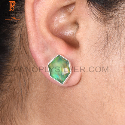 Aurora Opal Green 925 Sterling Silver Earrings Jewelry