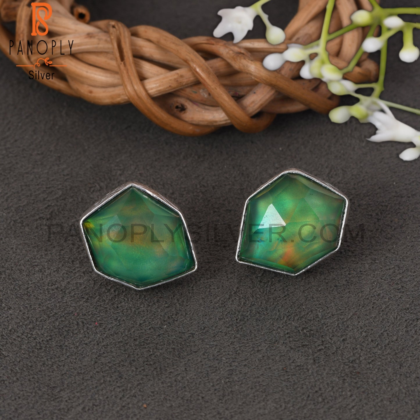 Aurora Opal Green 925 Sterling Silver Earrings Jewelry