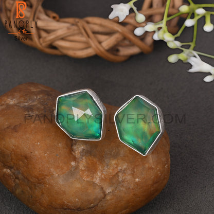 Aurora Opal Green 925 Sterling Silver Earrings Jewelry